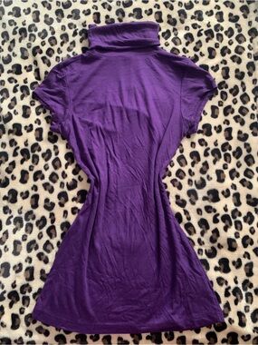 Deep Purple Short-Sleeve Turtleneck Tunic